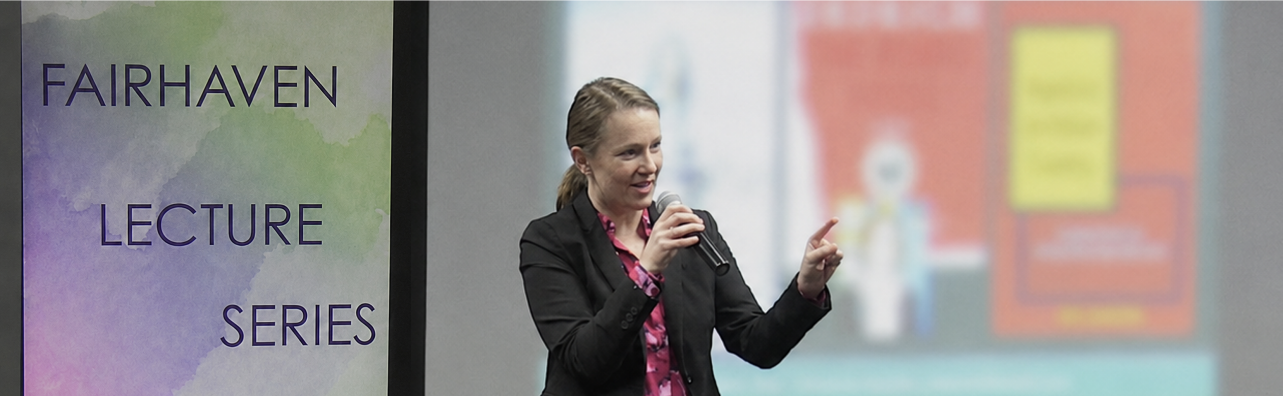Amy Casselman-Hontalas speaking at the Fairhaven Lecture Series