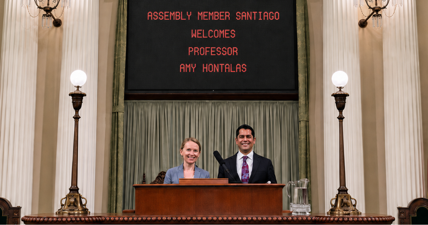 Amy Casselman-Hontalas on the Assembly floor at the California State Capitol