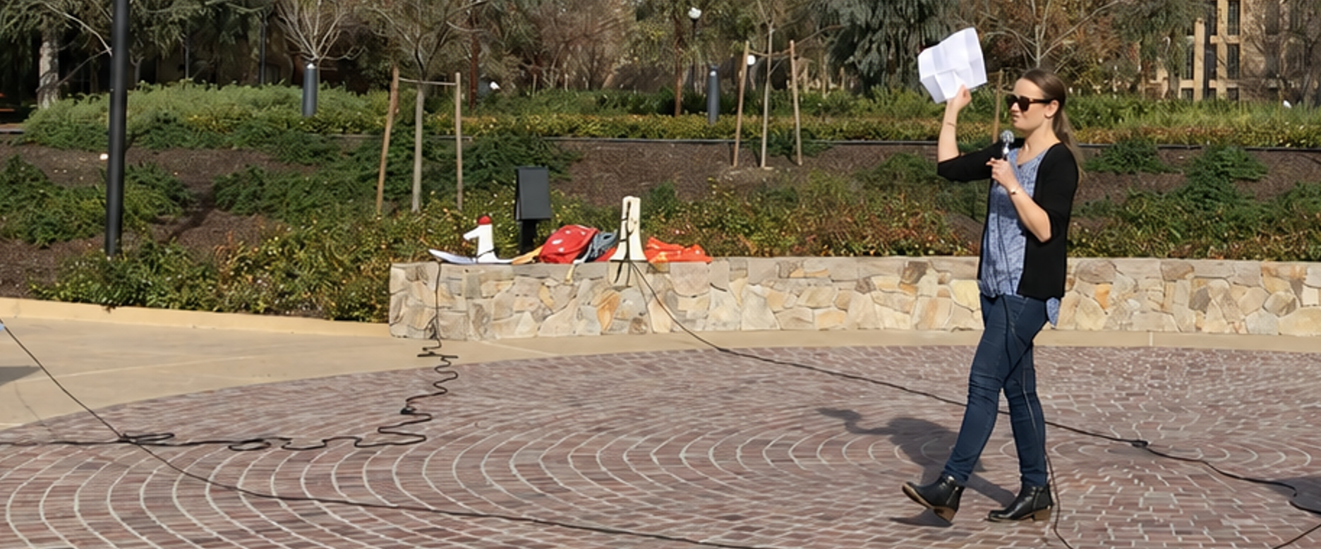 Amy Casselman-Hontalas speaking at the Stanford Women’s March