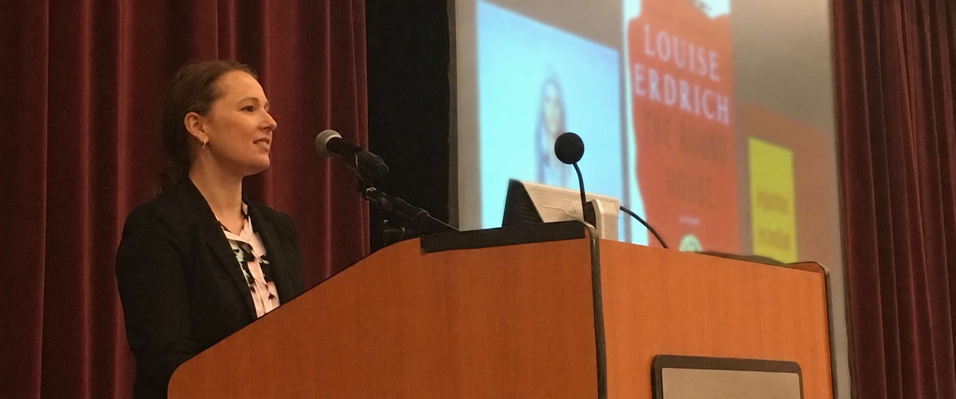 Amy Casselman-Hontalas speaking at the Fairhaven Lecture Series